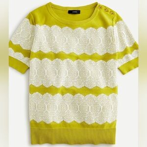 J. Crew Short Sleeve Sweater With Lace Stripe